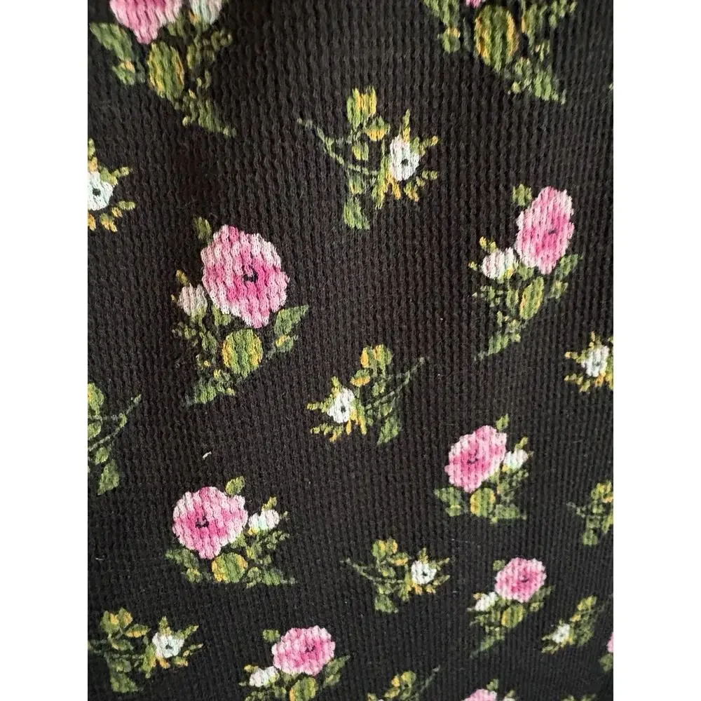 Victoria's Secret Thermal One-Piece Pajamas - M Black Floral Cottage Bed Gremlin